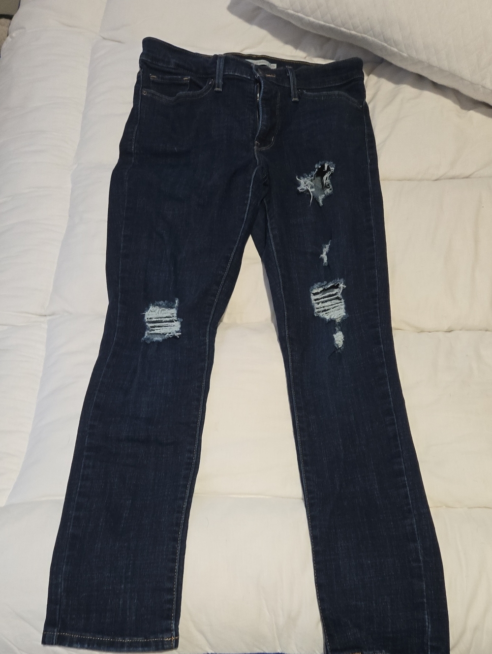 Levi's Dark Blue Distressed Skinny Jeans